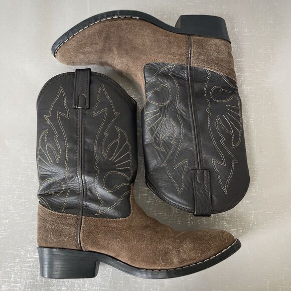 Masterson Boot Brown Black Leather Western Cowboy Boots Youth 4 D Style RB2003Y - Picture 10 of 15